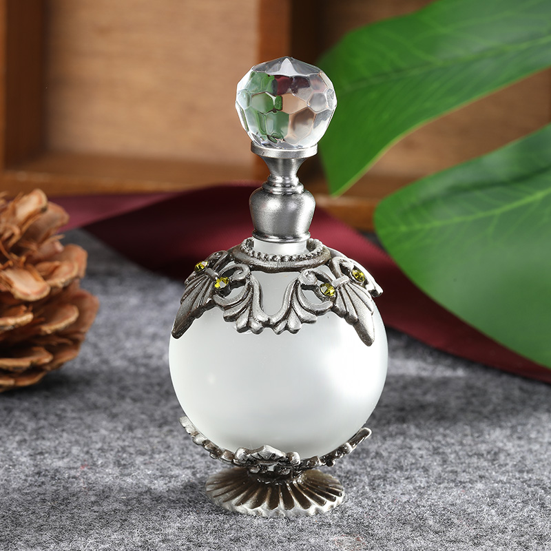 Perfume Fragrance Refill - Antyczna srebrna metalowa szklana butelka na